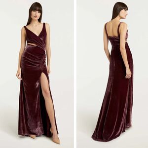 Cinq à Sept Burgundy Velvet Maxi Dress
